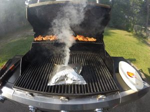 Smoked meat on BBQ
